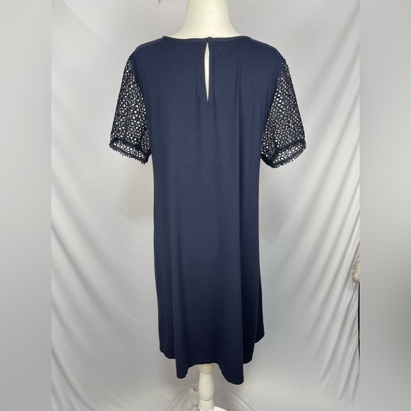 Loft Navy blue lace knit dress women’s size L - Picture 5 of 13